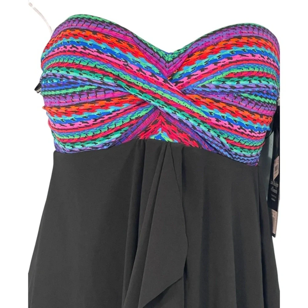 Miraclesuit Cadiz Flyaway Bandeau Tankini Swim Top Size 8 - Picture 3 of 6